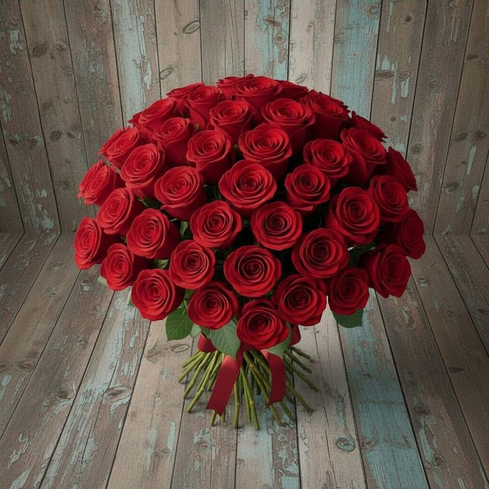 Букет 55 Красных роз Фридом в Марёво