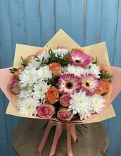 Букет цветов из:  Розы, Герберы и Хризантемы в Марёво