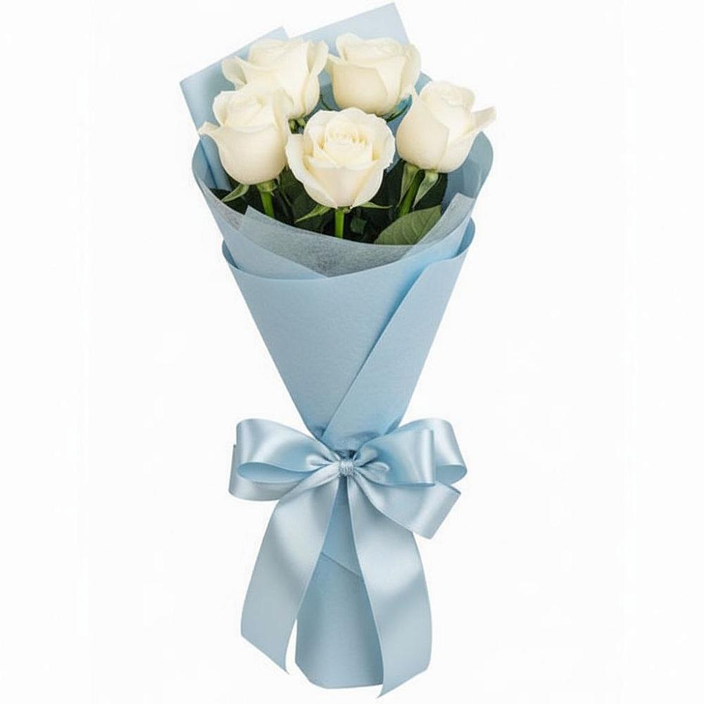 Букет 5 Белых роз Проуд в Марёво