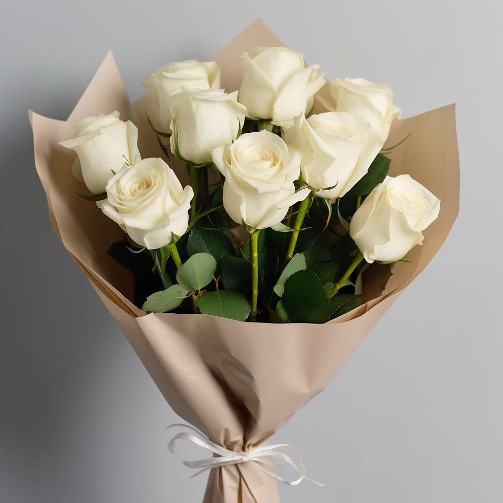 Букет 9 Белых роз Эдлесс Лав в Марёво