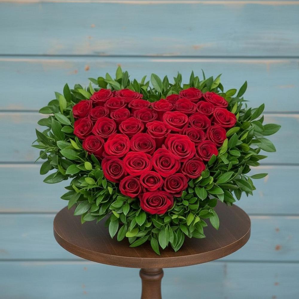 Цветочная композиция из Розы в виде сердца в Марёво