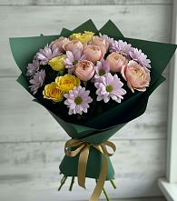 Букет цветов из:  Хризантемы и Розы в Марёво