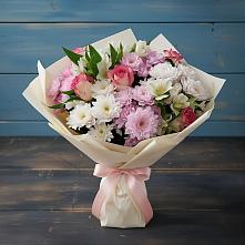 Букет цветов из:  Хризантемы, Альстромерии и Розы в Марёво