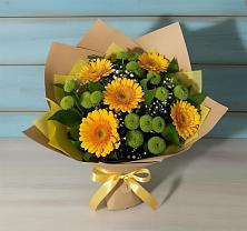 Букет цветов из:  Герберы и Хризантемы в Марёво