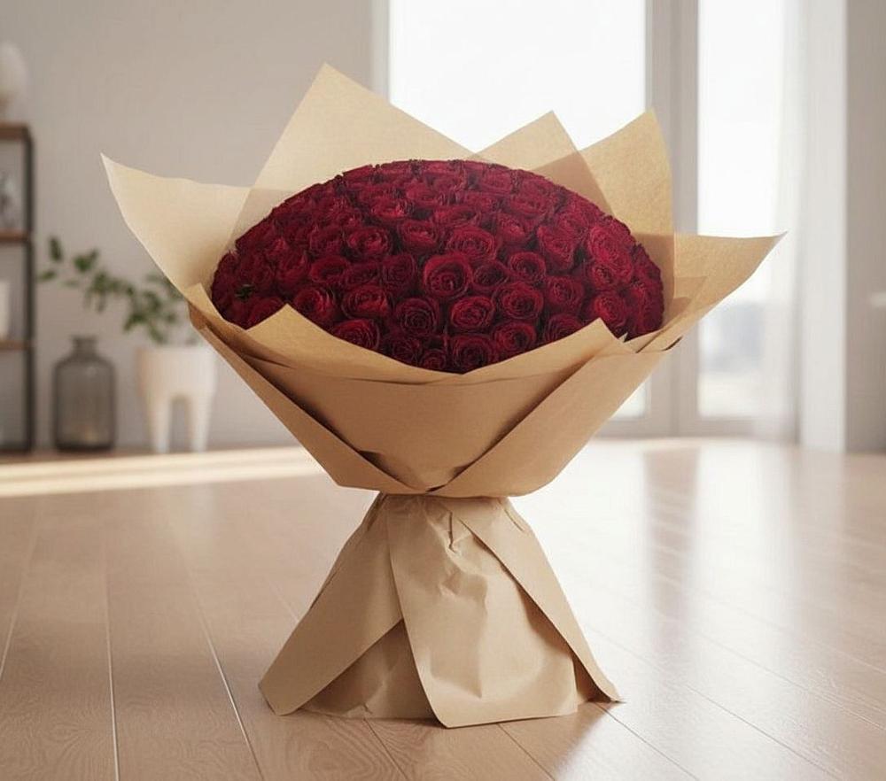 Букет 101 Красная роза в Марёво