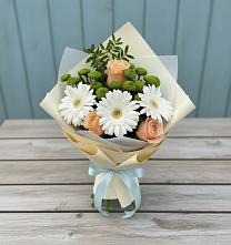 Букет цветов из:  Герберы, Розы и Хризантемы в Марёво