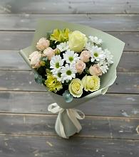 Букет цветов из:  Альстромерии, Розы и Хризантемы в Марёво