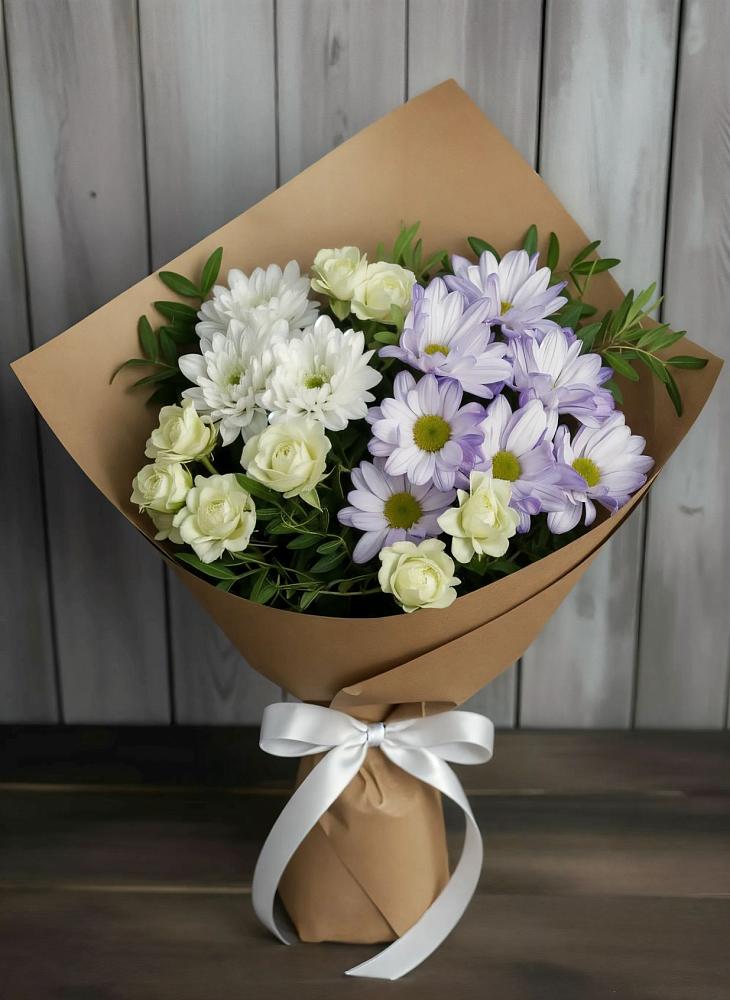 Букет цветов из: Хризантемы и Розы в Марёво